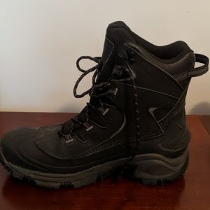 Black work boots barley worn